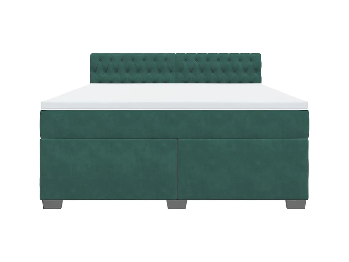 Boxspring met matras fluweel donkergroen 180x200 cm