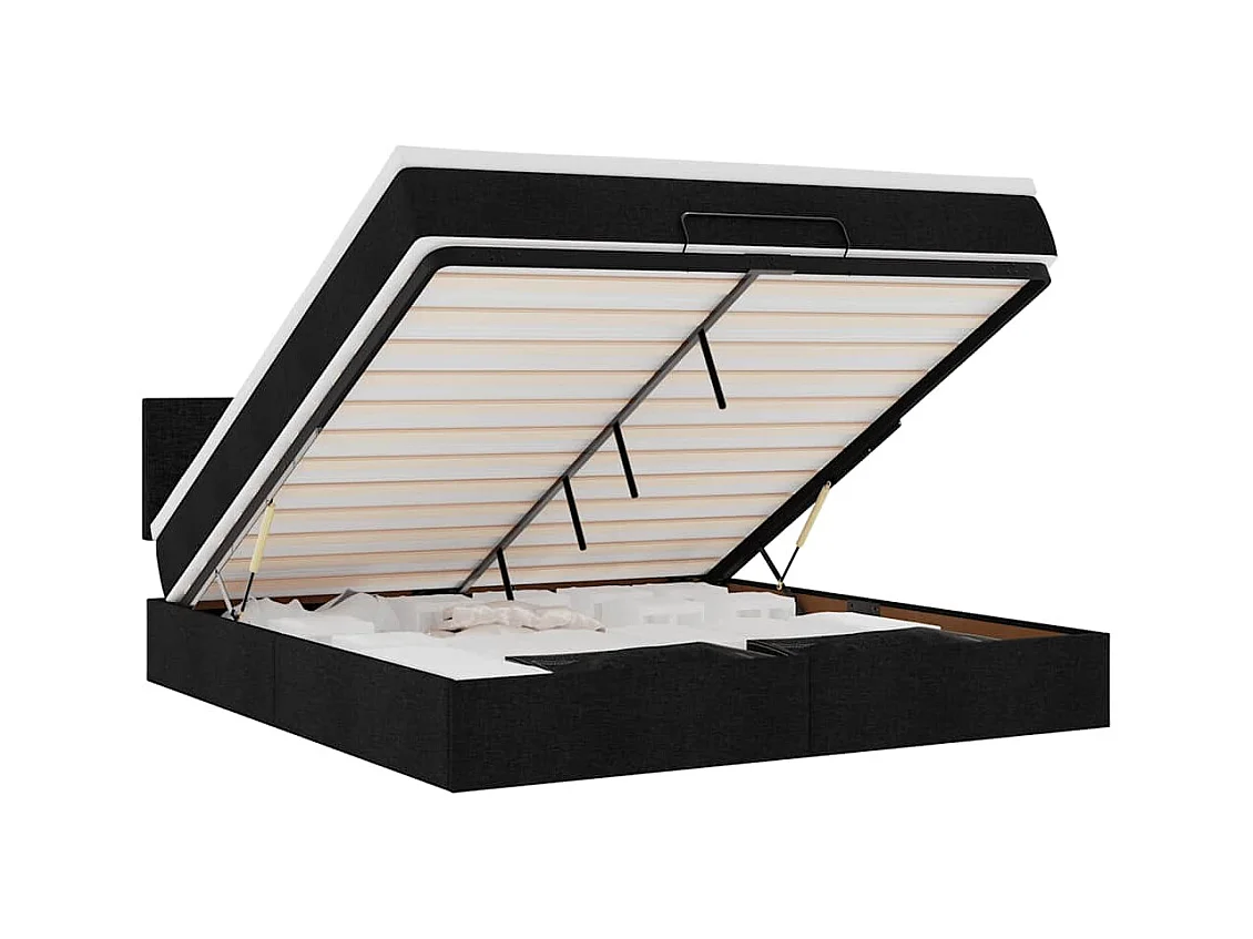 Bed poef met matras en LED's 180x200 cm stof zwart