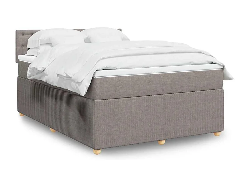Sommier à lattes de lit avec matelas Taupe 140x190 cm Tissu