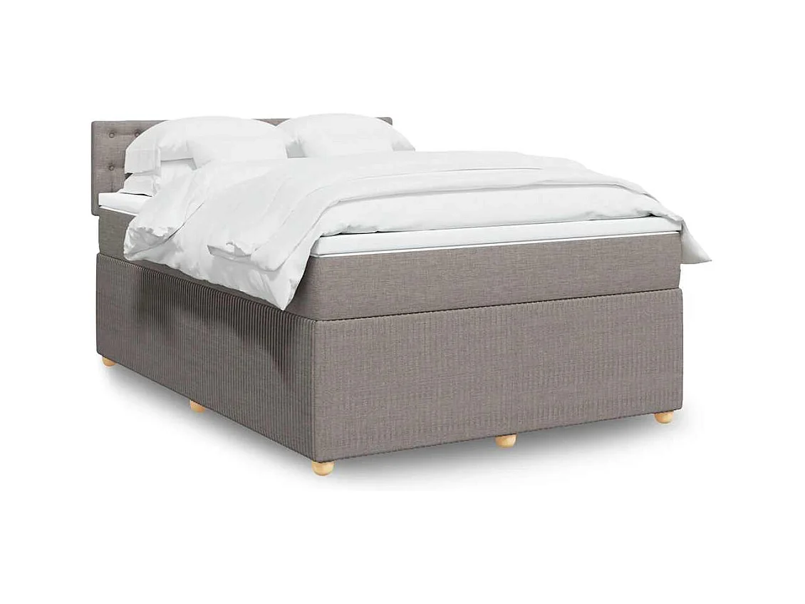 Sommier à lattes de lit avec matelas Taupe 140x190 cm Tissu