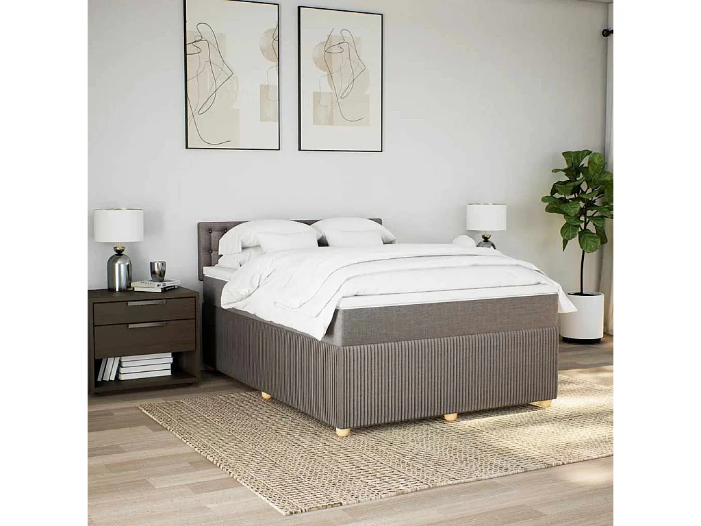 Giroletto a Molle con Materasso Tortora 140x190 cm in Tessuto