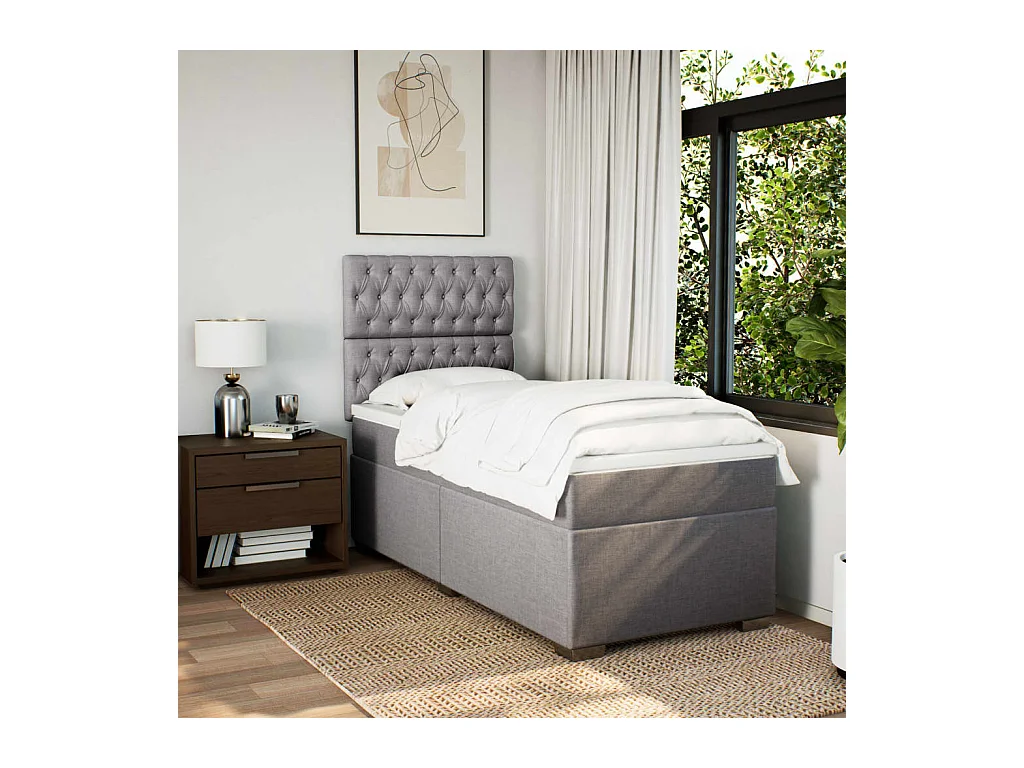 Boxspringbett mit Matratze Taupe 90x200 cm Stoff