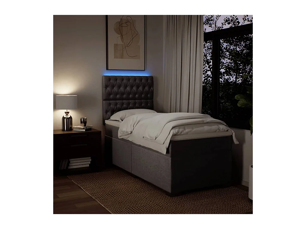 Boxspringbett mit Matratze Taupe 90x200 cm Stoff