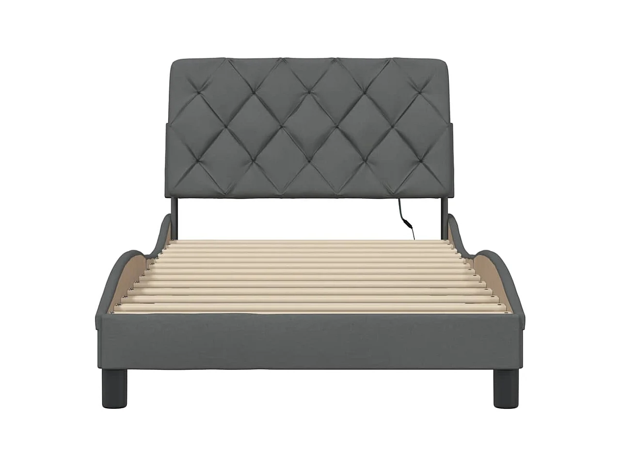 Cadre de lit avec LED sans matelas gris foncé 100x200 cm tissu