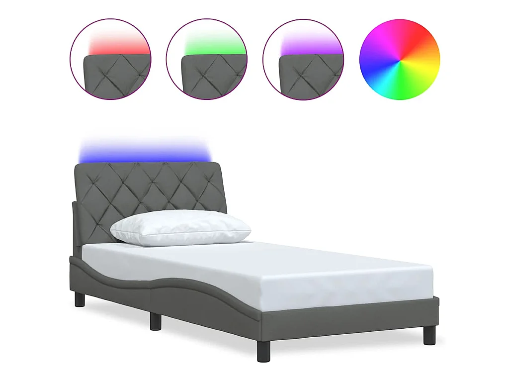 Giroletto con LED senza Materasso Grigio Scuro 100x200 cm