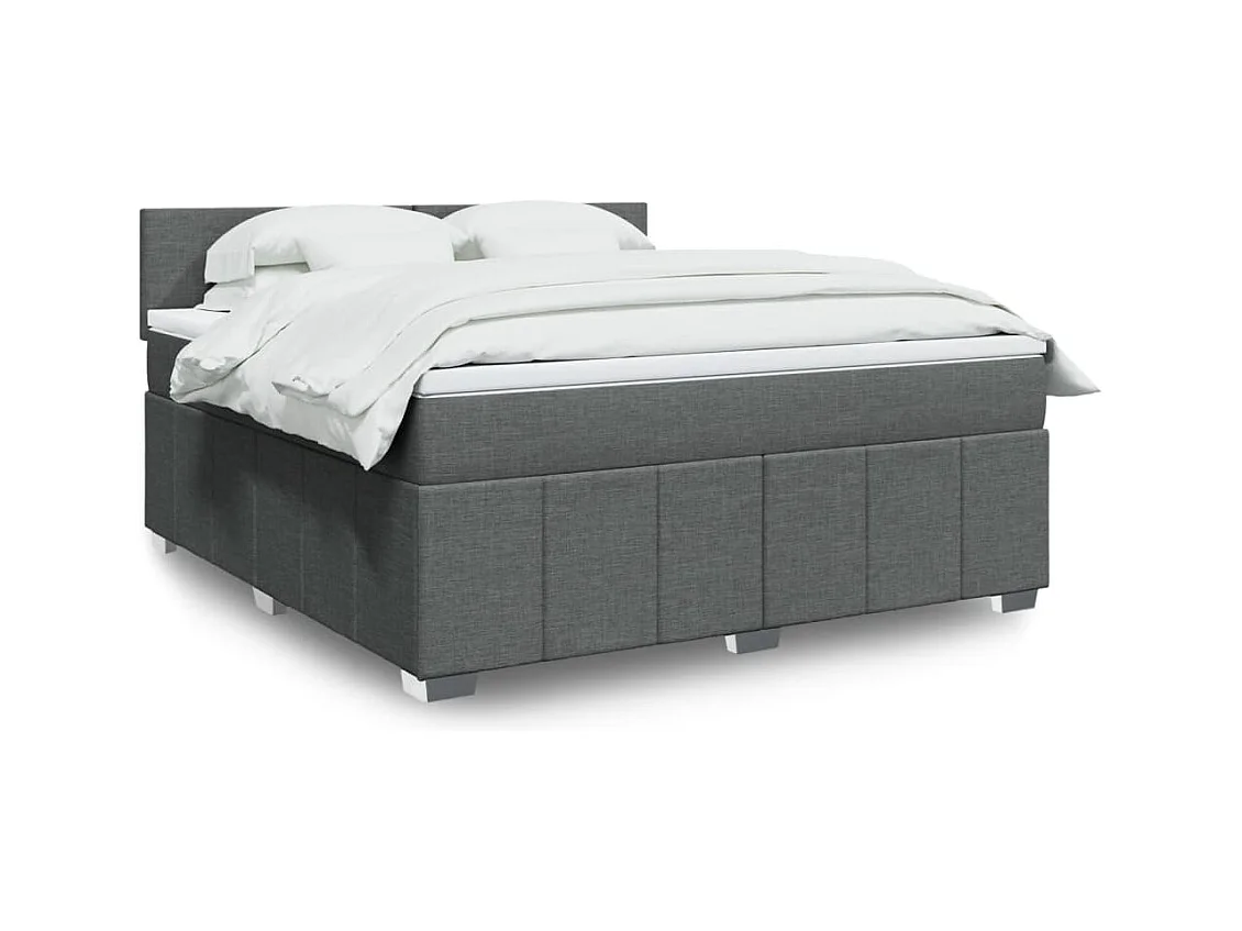 Sommier à lattes de lit avec matelas Gris foncé 180x200cm Tissu