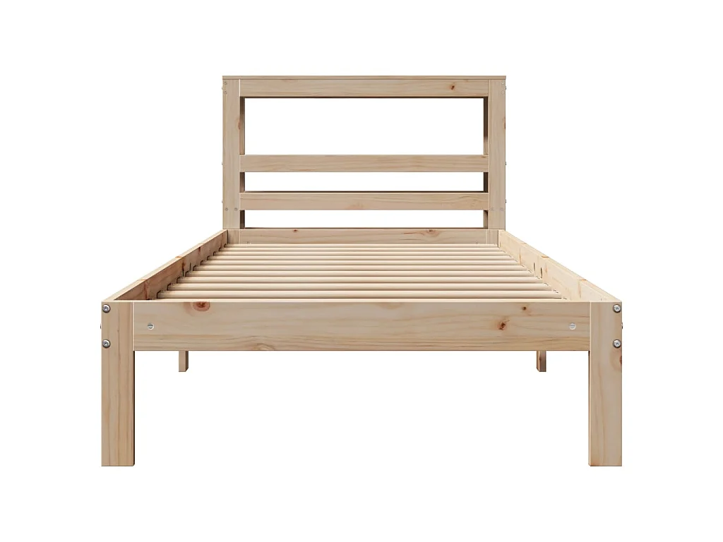 Bedframe met hoofdbord massief grenenhout 90x200 cm