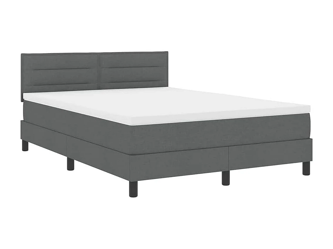 Lit à ressorts avec matelas Gris foncé 140 x 190 cm tissu