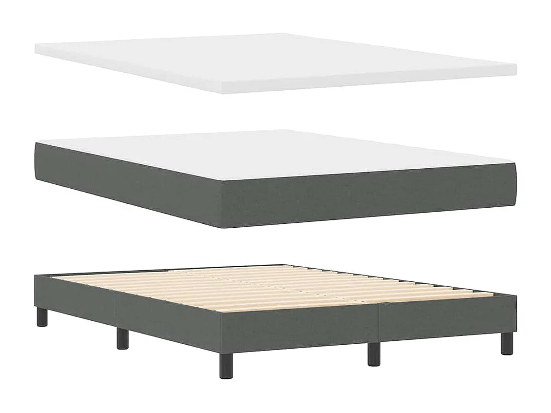 Lit à ressorts avec matelas Gris foncé 140 x 190 cm tissu