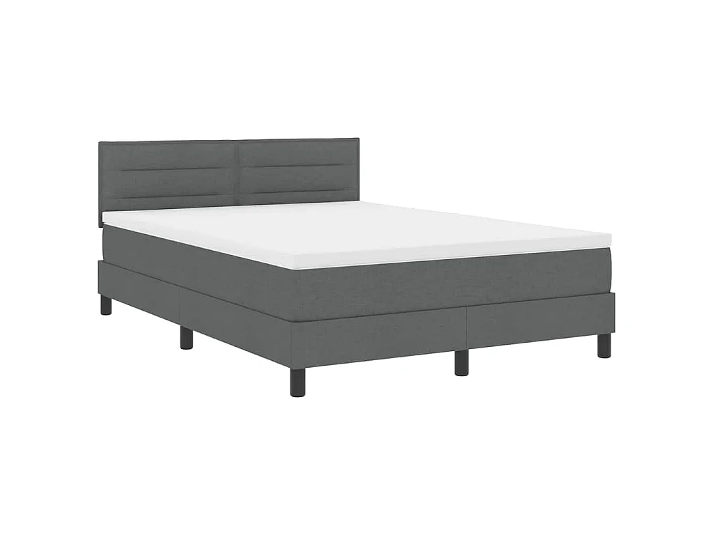 Letto a molle con strisce LED Grigio scuro 140 x 190 cm Tessuto