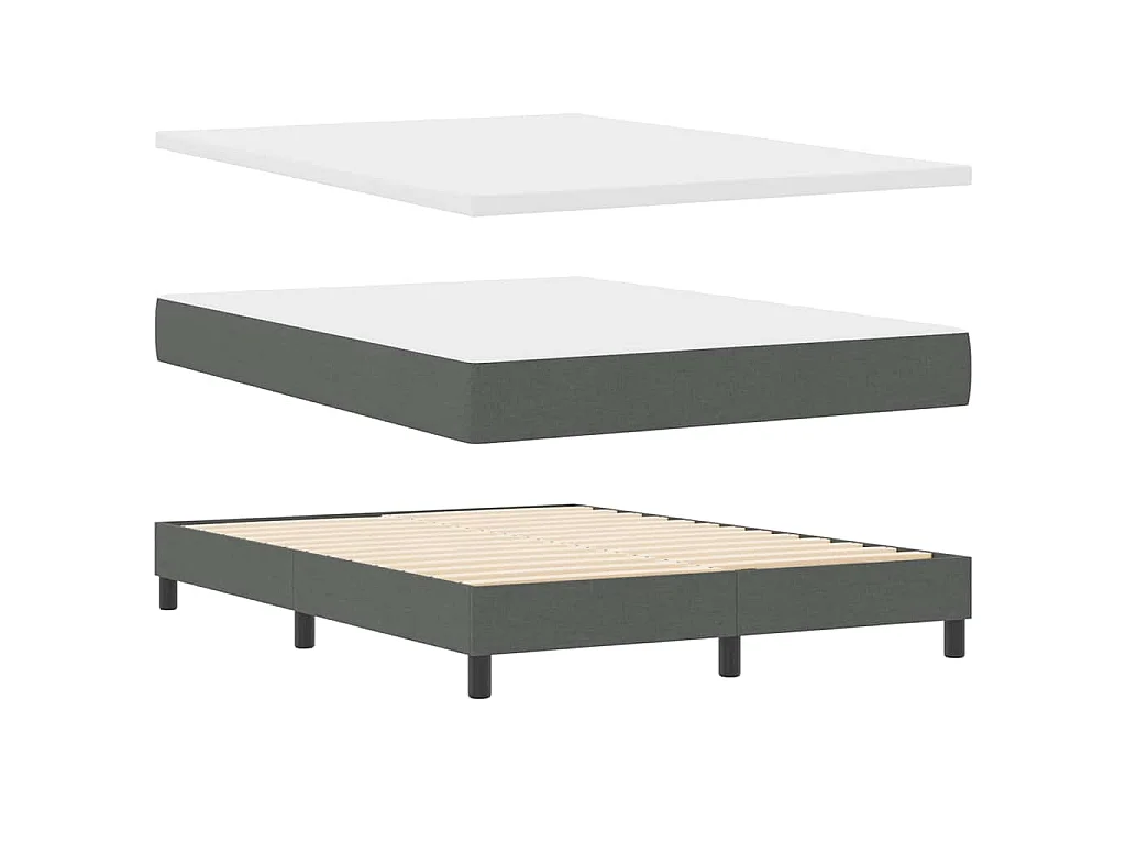Letto a molle con strisce LED Grigio scuro 140 x 190 cm Tessuto