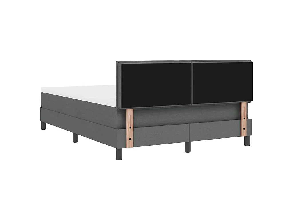 Letto a molle con strisce LED Grigio scuro 140 x 190 cm Tessuto