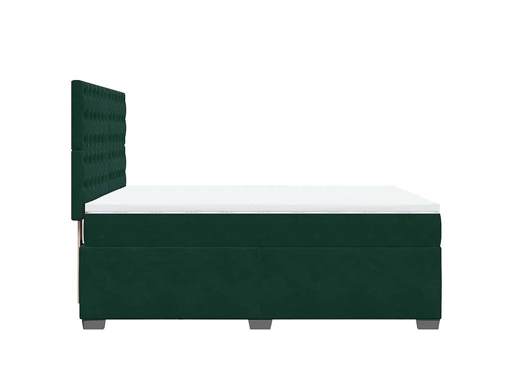 Sommier à lattes de lit et matelas Vert foncé 140x190cm Velours
