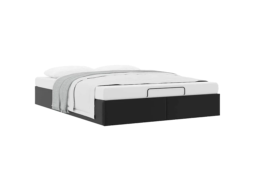 Cadre de lit ottoman sans matelas noir 140x190 cm similicuir