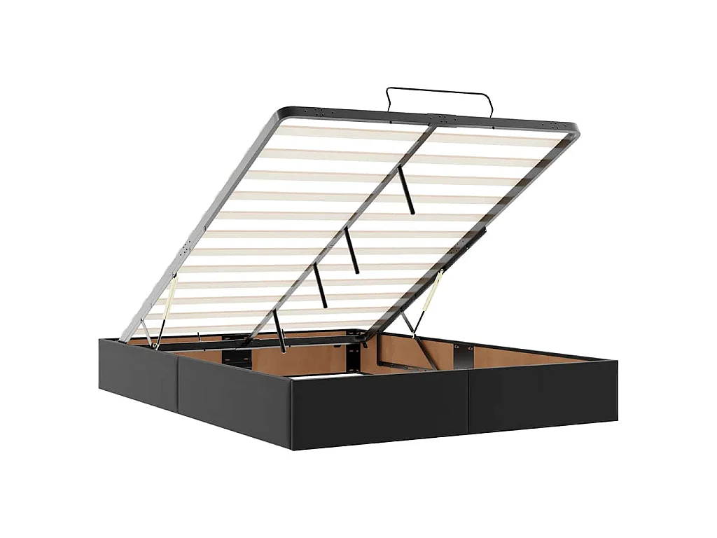 Cadre de lit ottoman sans matelas noir 140x190 cm similicuir