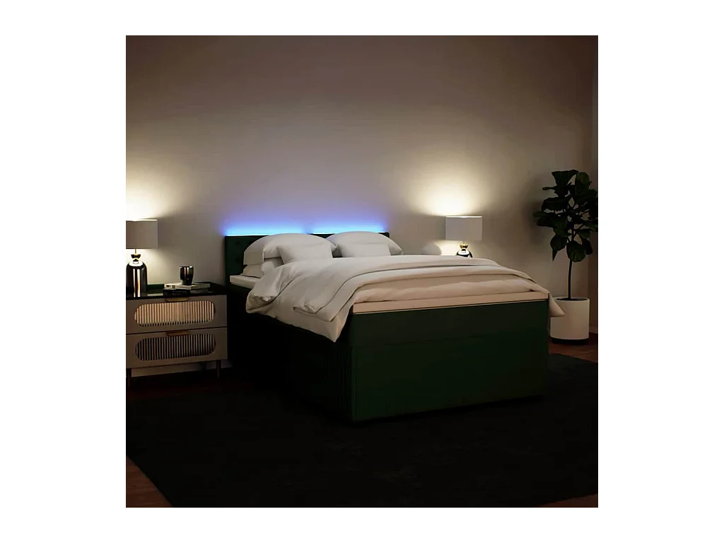 Sommier à lattes de lit et matelas Vert foncé 140x200cm Velours