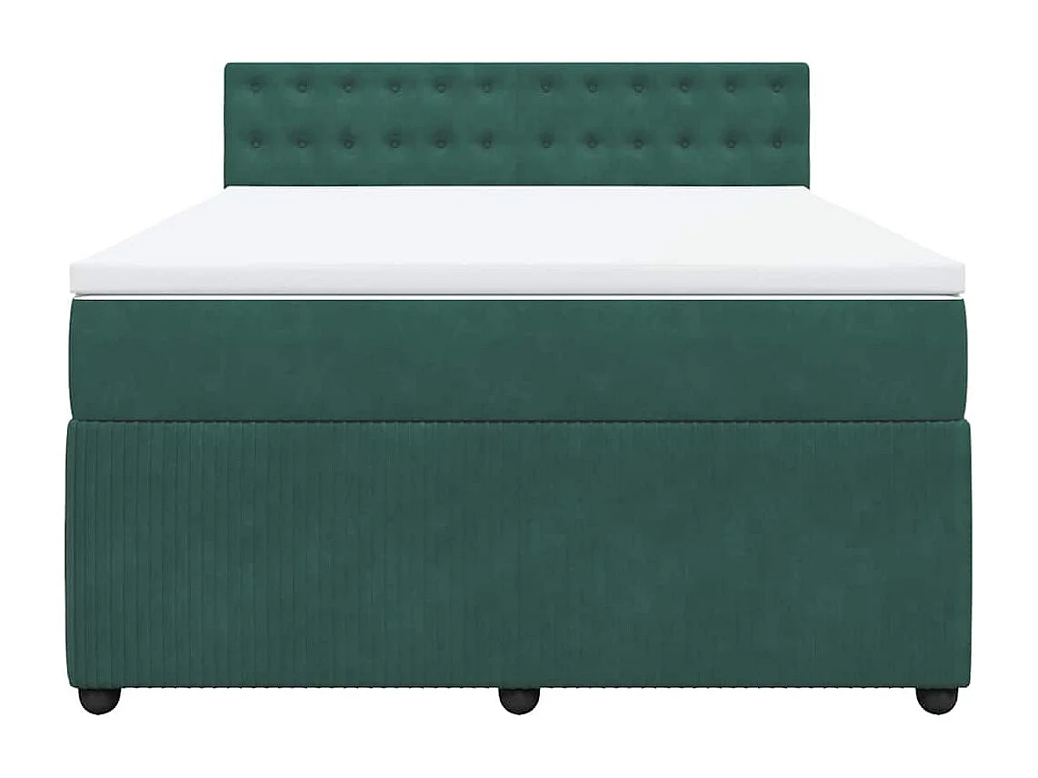 Giroletto a Molle con Materasso Verde Scuro 140x200 cm Velluto