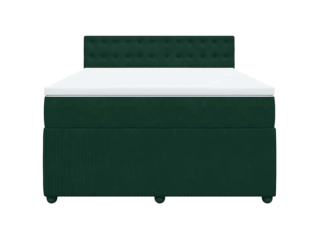 Cama box spring con colchón terciopelo verde oscuro 140x200 cm