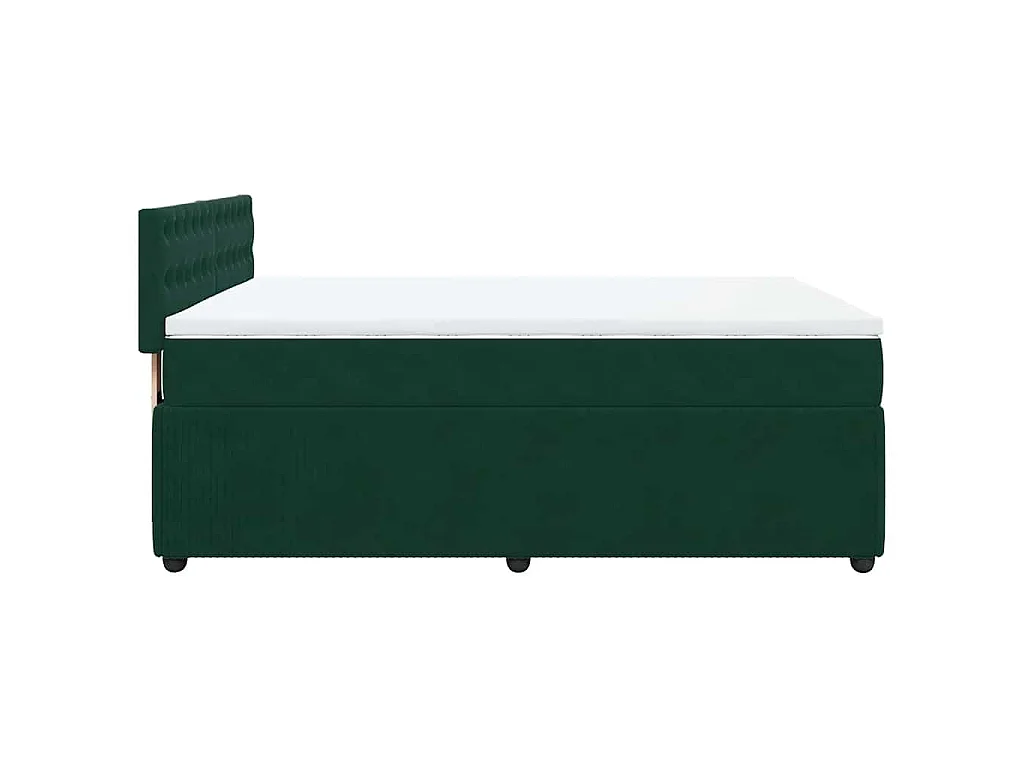 Cama box spring con colchón terciopelo verde oscuro 140x200 cm