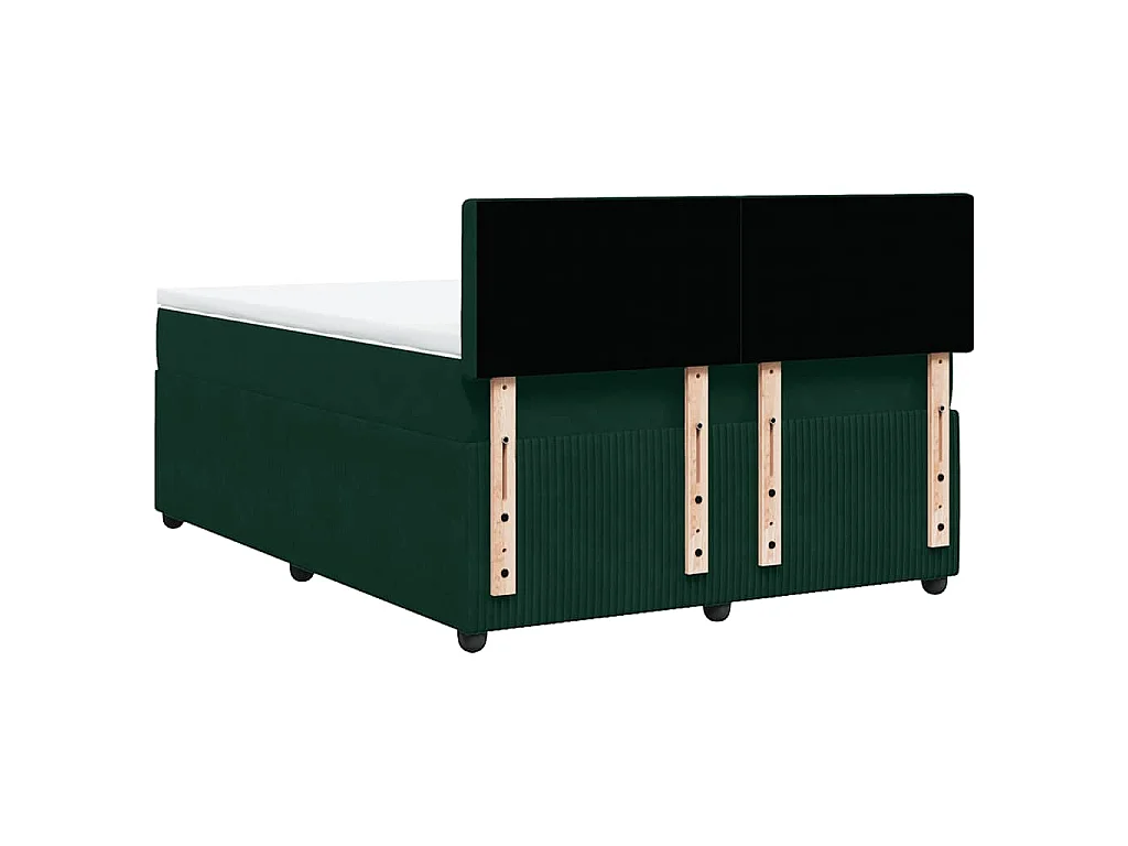 Cama box spring con colchón terciopelo verde oscuro 140x200 cm