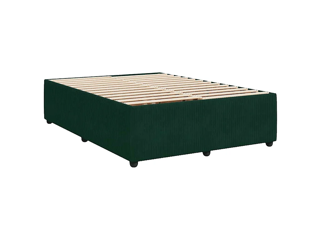 Cama box spring con colchón terciopelo verde oscuro 140x200 cm
