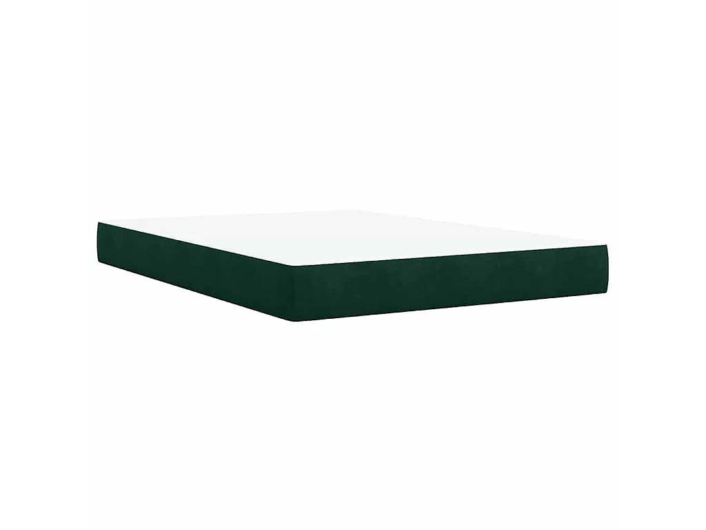 Cama box spring con colchón terciopelo verde oscuro 140x200 cm