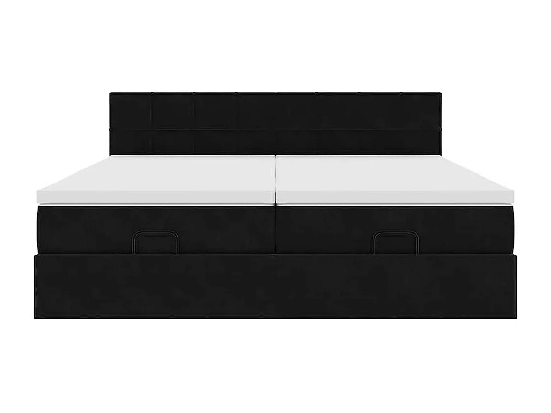 Cadre de lit ottoman avec matelas noir 160x200 cm velours