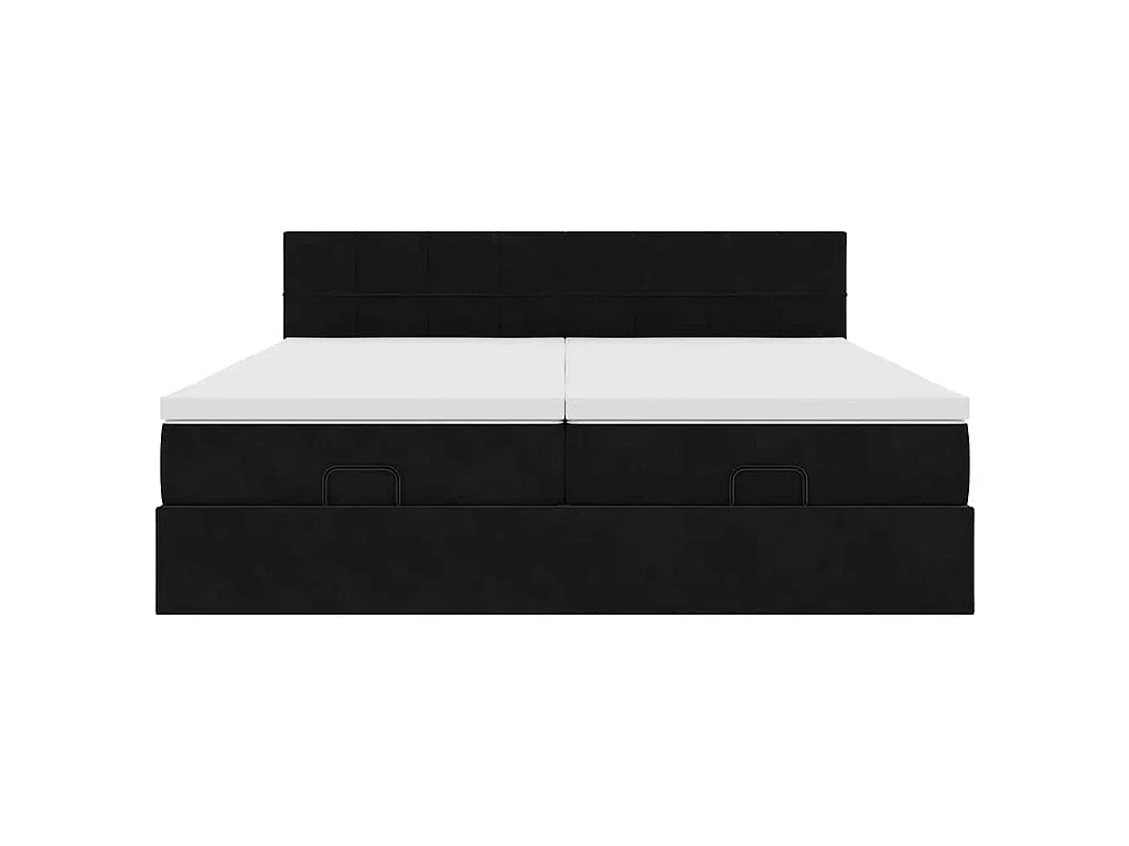 Struttura Letto Pouf con Materassi Nero 160x200 cm in Velluto