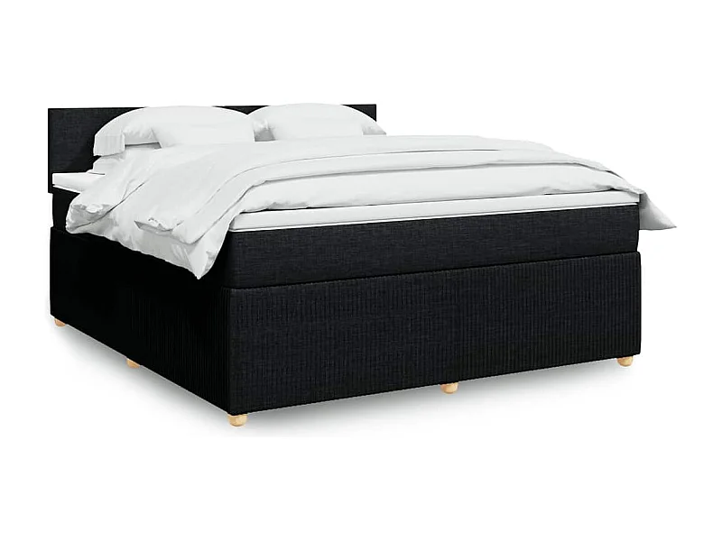 Sommier à lattes de lit avec matelas Noir 180x200 cm Tissu