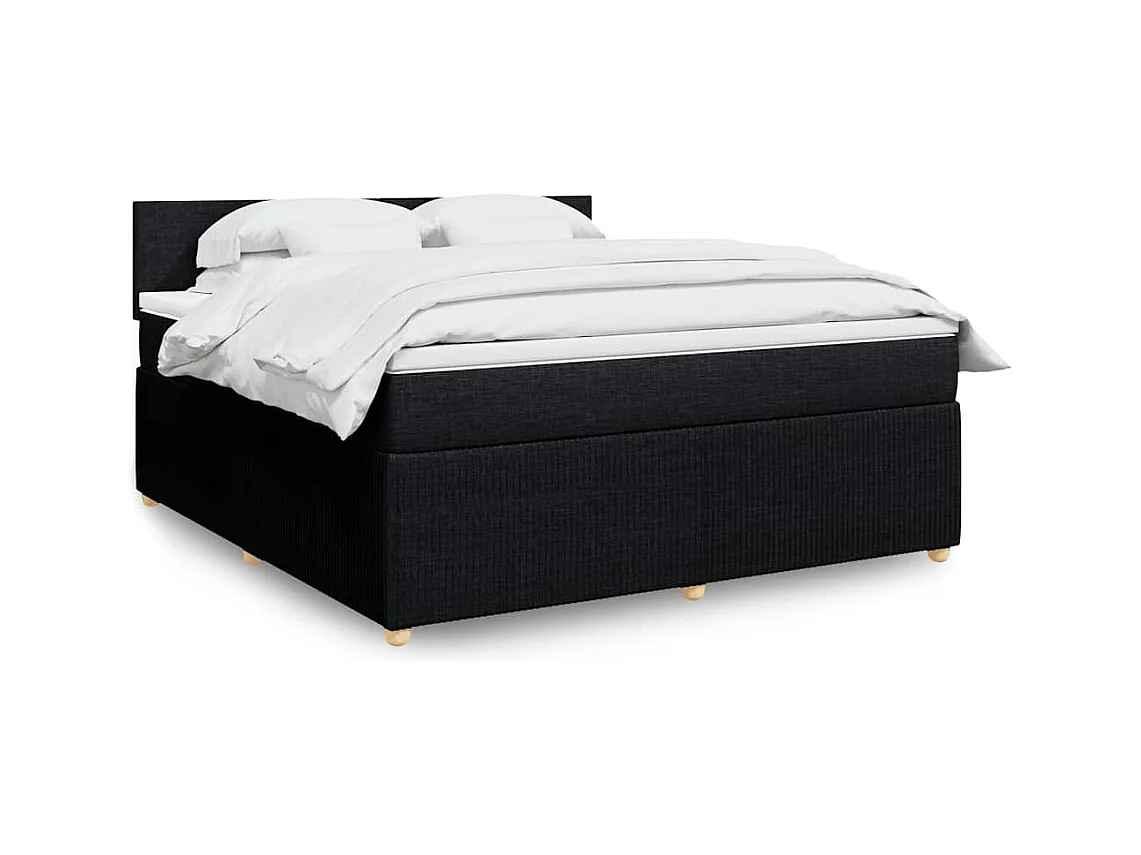 Sommier à lattes de lit avec matelas Noir 180x200 cm Tissu