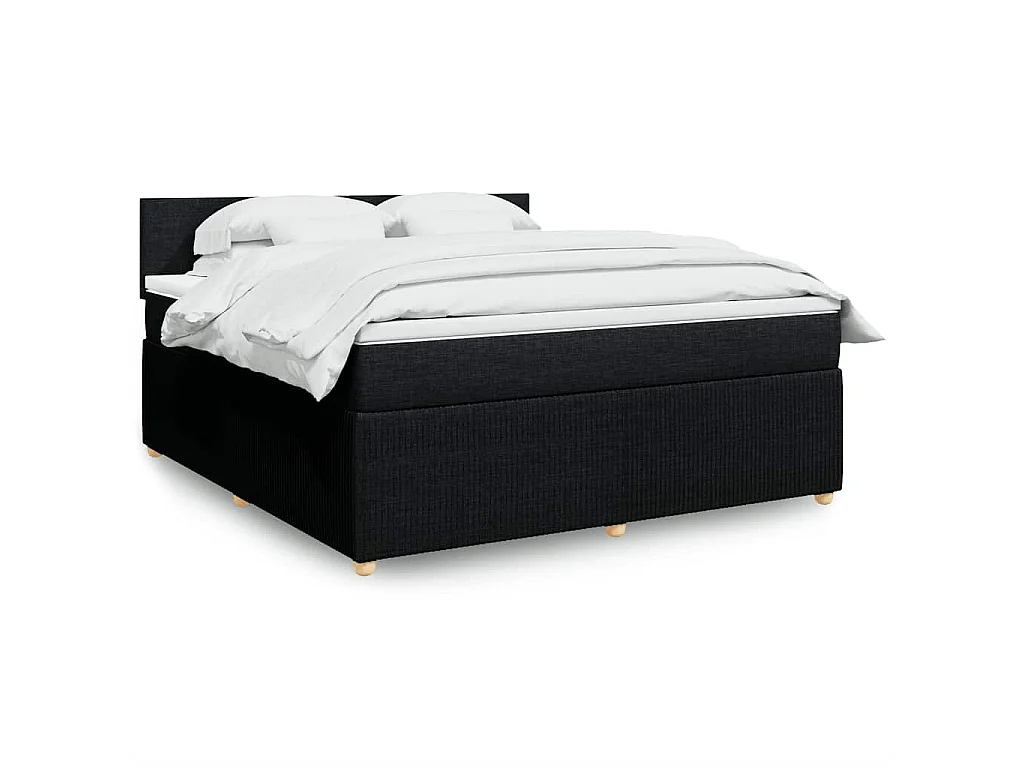 Sommier à lattes de lit avec matelas Noir 180x200 cm Tissu