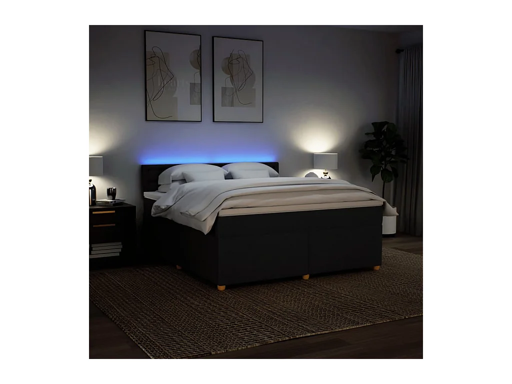 Boxspring met matras stof zwart 180x200 cm