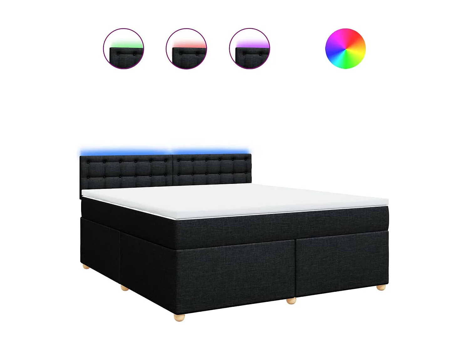 Boxspringbett mit Matratze Schwarz 180x200 cm Stoff