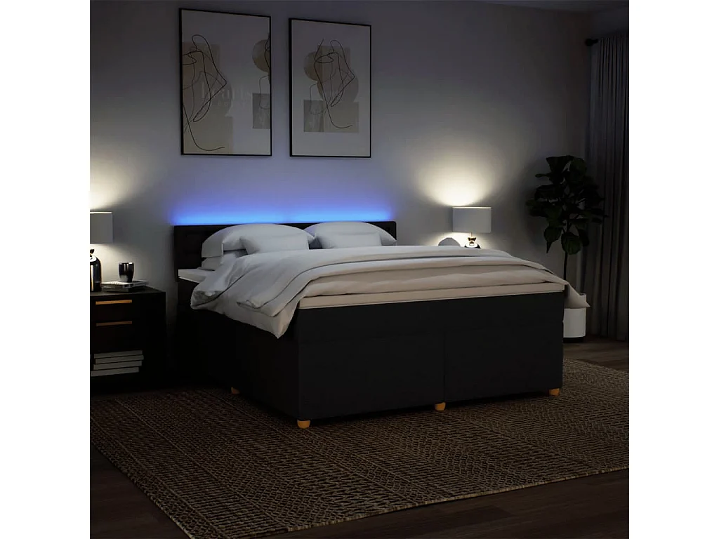 Giroletto a Molle con Materasso Nero 180x200 cm in Tessuto