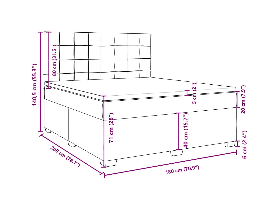 Boxspring met matras stof donkergrijs 180x200 cm
