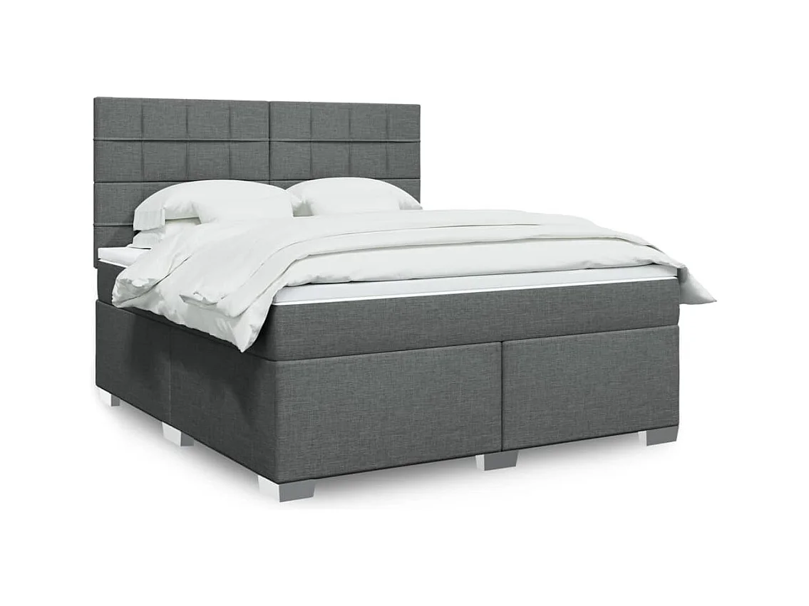 Sommier à lattes de lit avec matelas Gris foncé 180x200cm Tissu