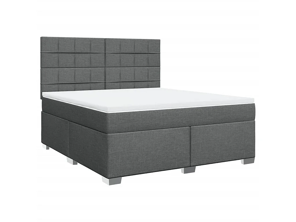 Sommier à lattes de lit avec matelas Gris foncé 180x200cm Tissu