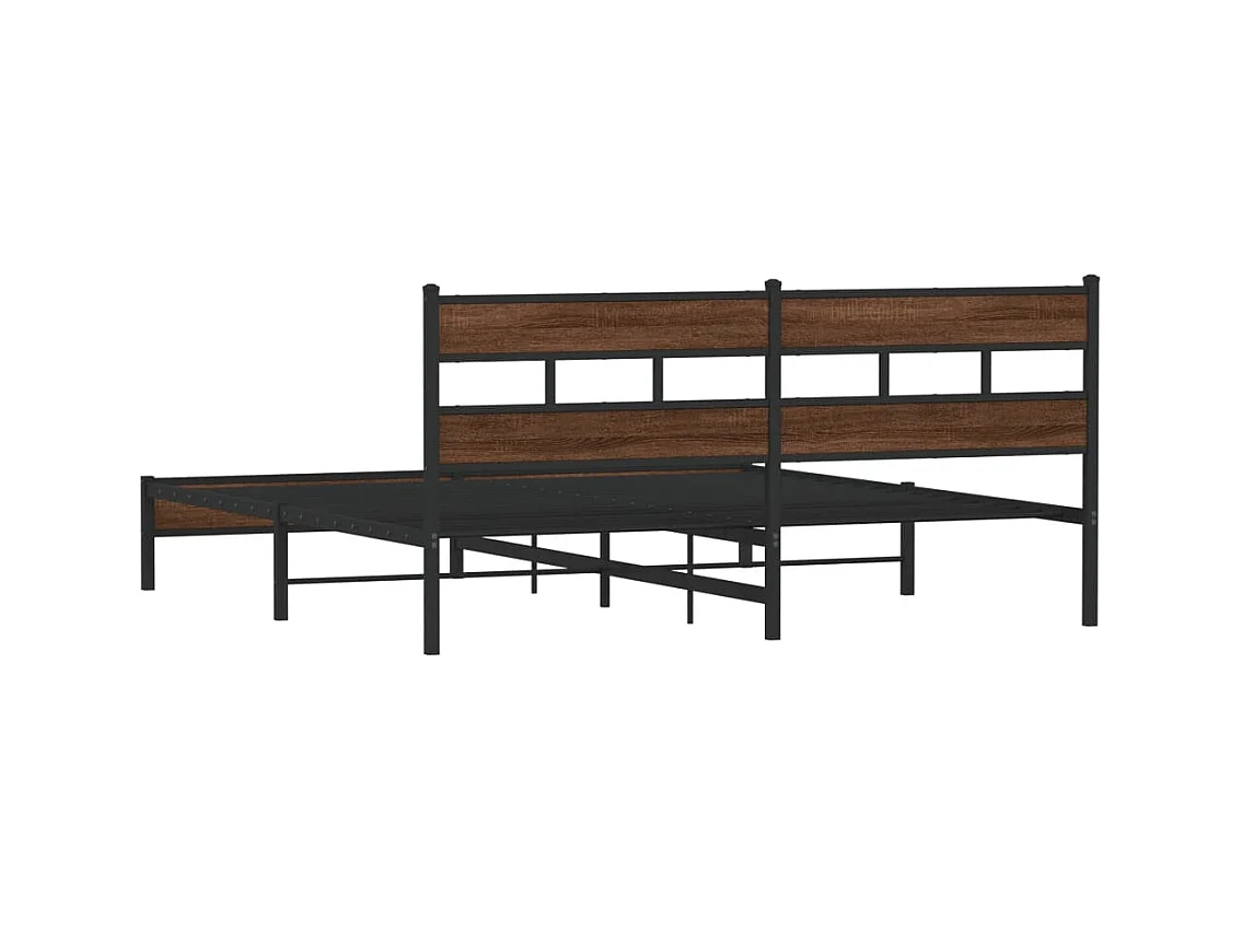 Cadre de lit en métal sans matelas chêne marron 180x200 cm