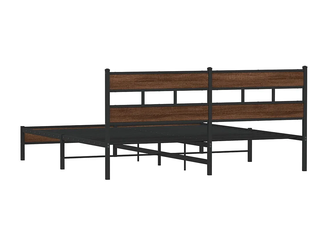 Cadre de lit en métal sans matelas chêne marron 180x200 cm