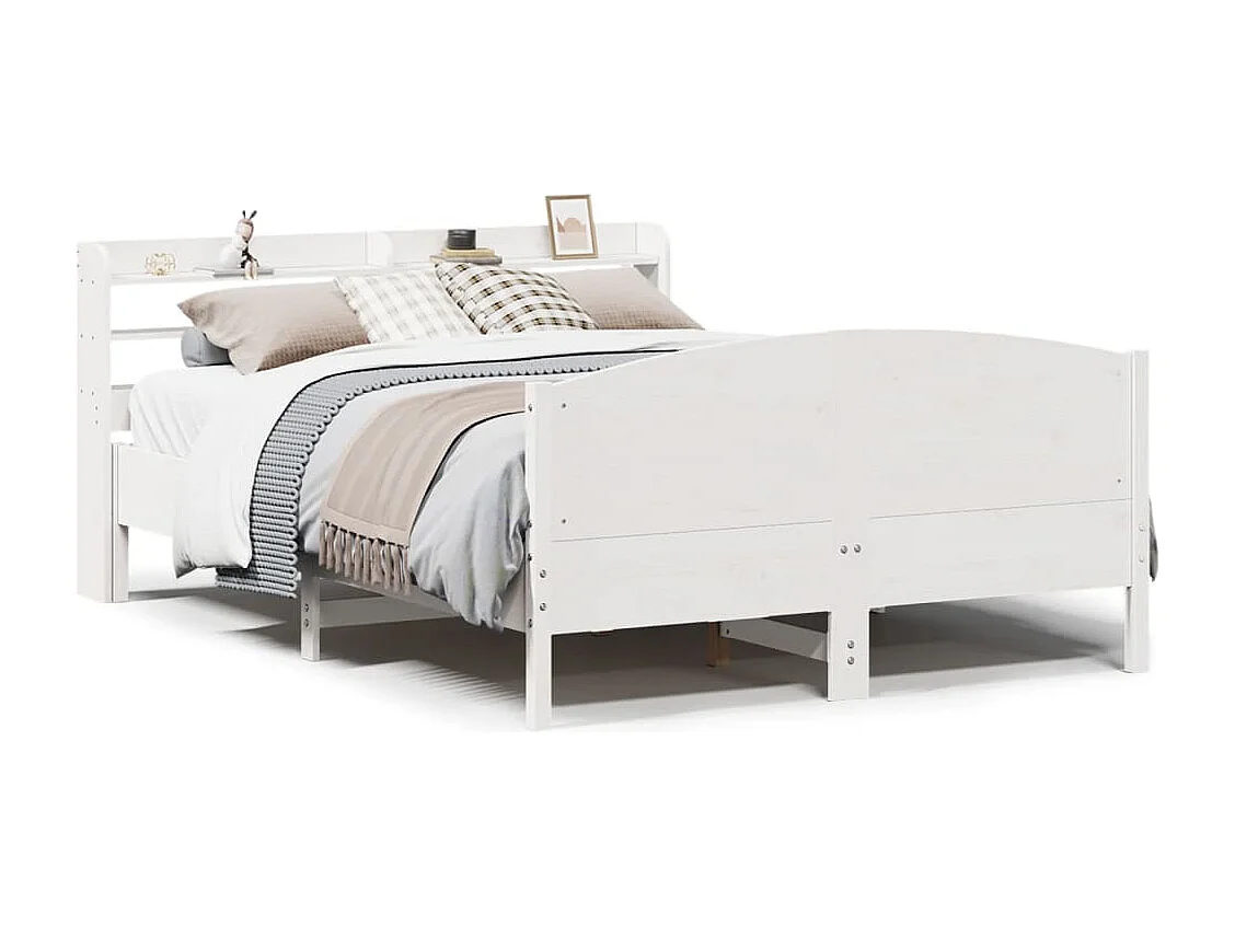 Bedframe zonder matras massief grenenhout wit 140x200 cm