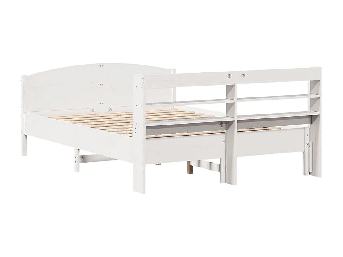 Bedframe zonder matras massief grenenhout wit 140x200 cm