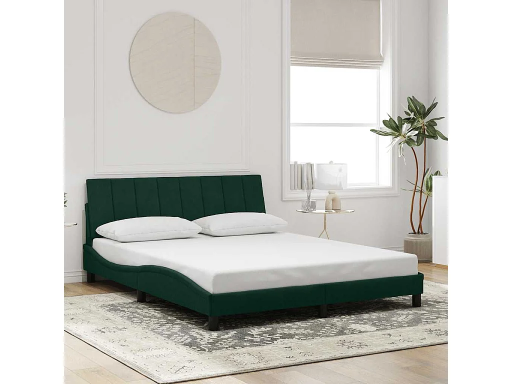 Cadre de lit sans matelas Hanko vert foncé 160x200 cm velours