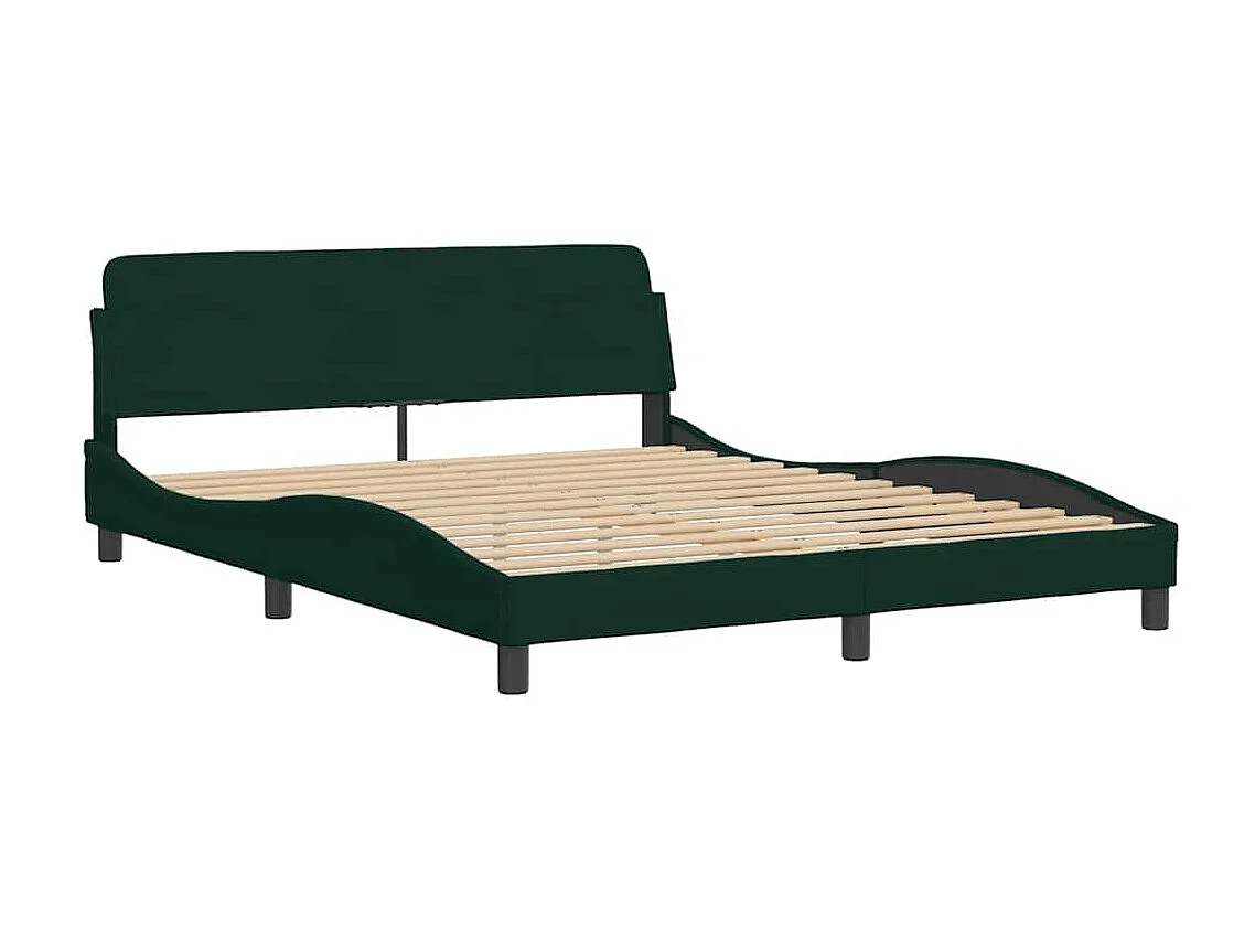 Cadre de lit sans matelas Hanko vert foncé 160x200 cm velours