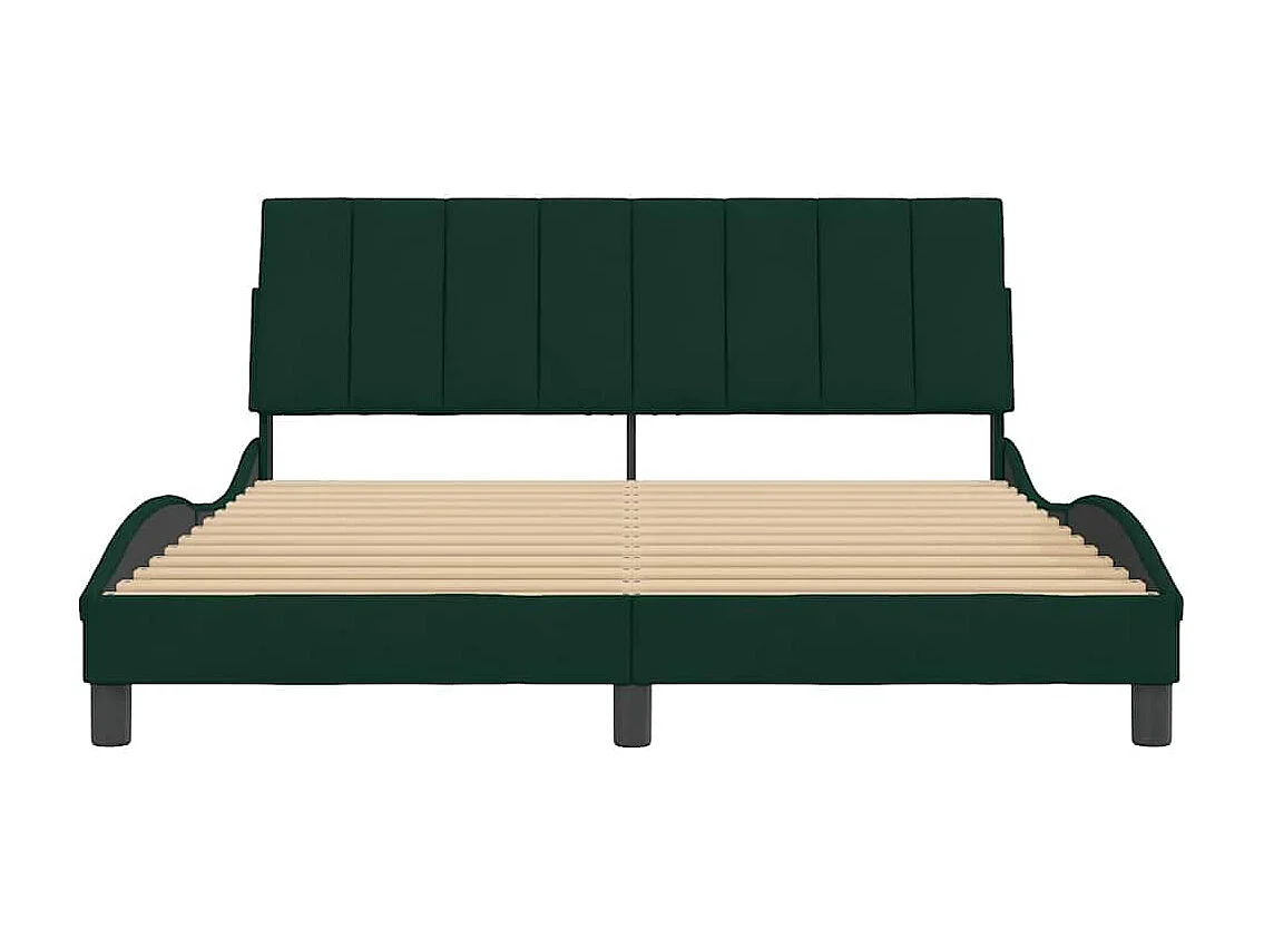 Cadre de lit sans matelas Hanko vert foncé 160x200 cm velours