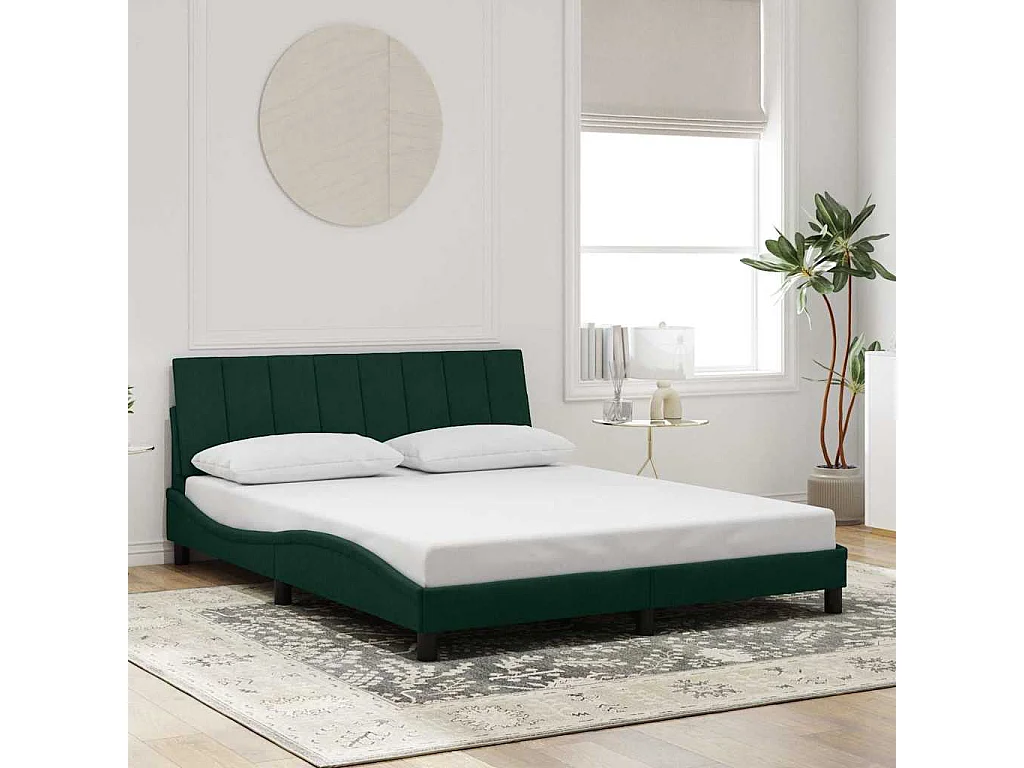 Giroletto senza Materasso Hanko Verde Scuro 160x200 cm in Velluto