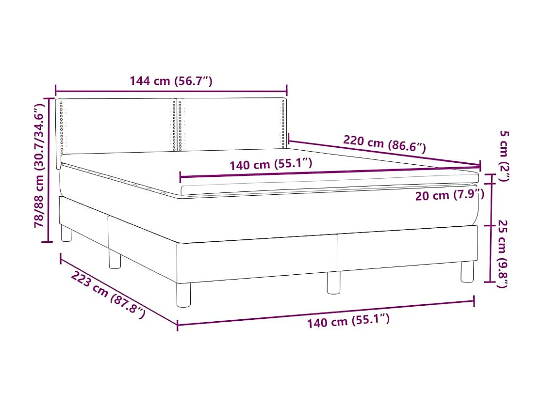 Boxspringbett mit Matratze Schwarz 160x210 cm Samt