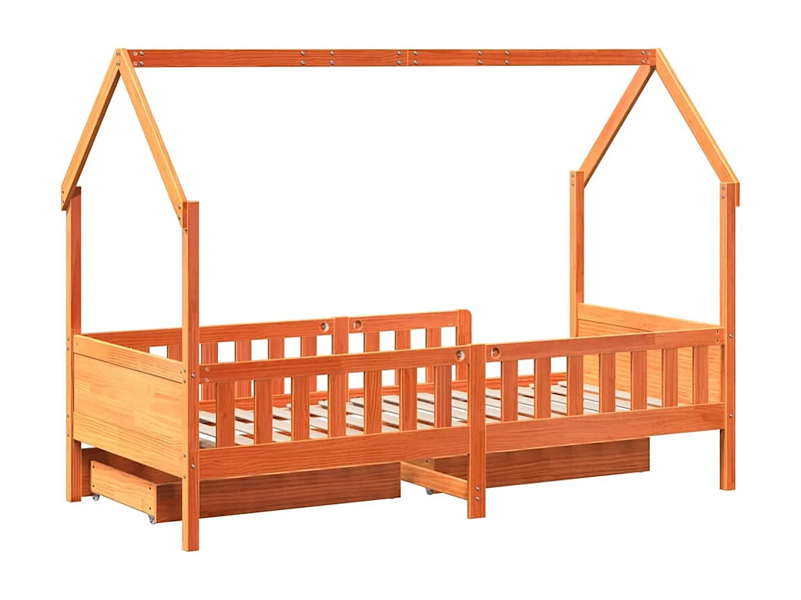 Kinderbett mit Schubladen 90x200 cm Massivholz Kiefer