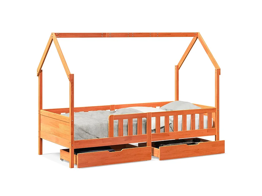 Giroletto Bambini con Cassetti 90x200 cm Legno Massello di Pino