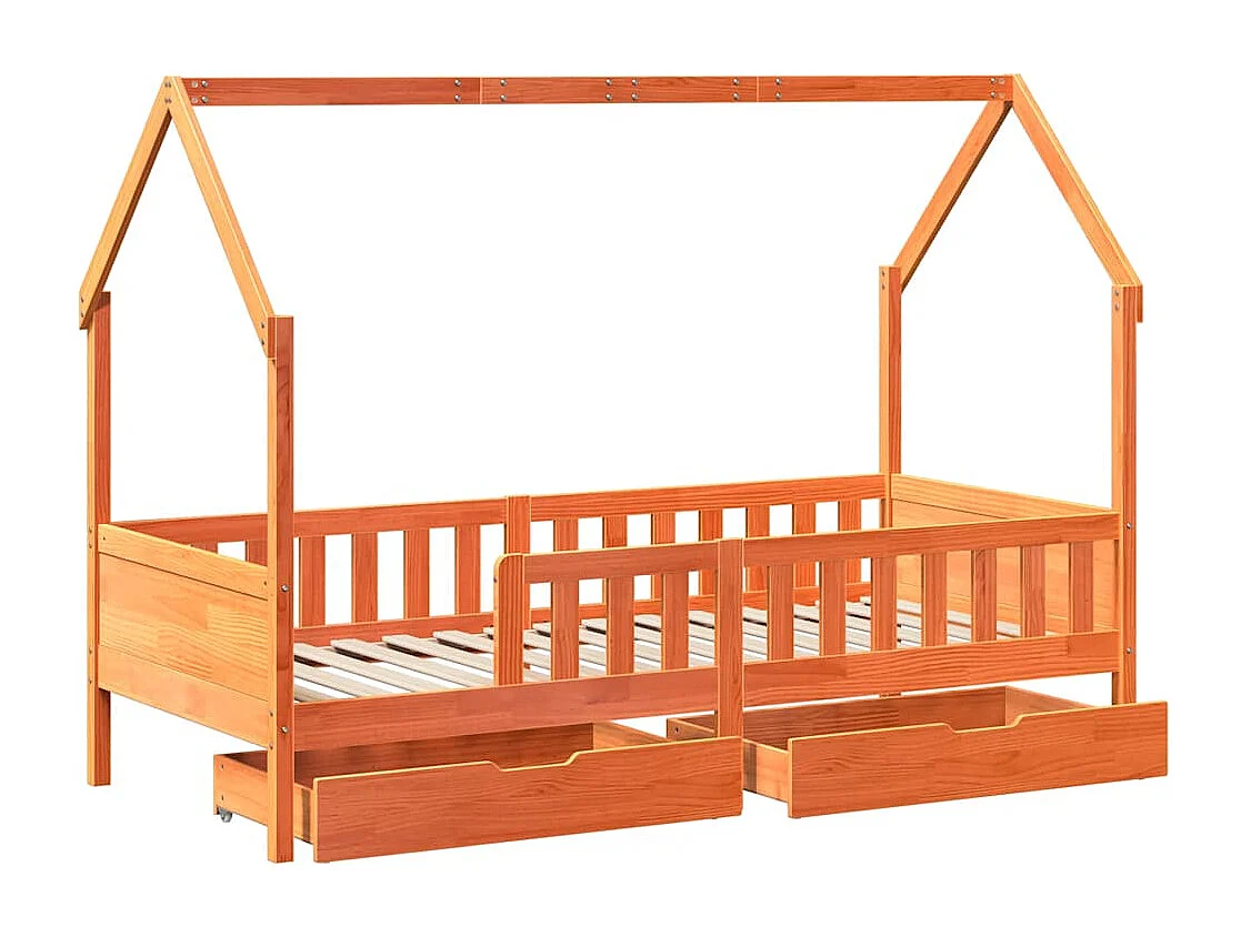 Giroletto Bambini con Cassetti 90x200 cm Legno Massello di Pino