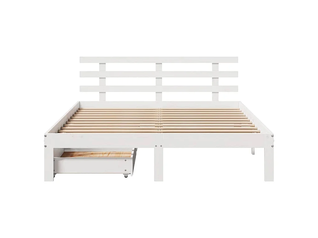 Cadre de lit avec tiroirs sans matelas blanc 140x190 cm